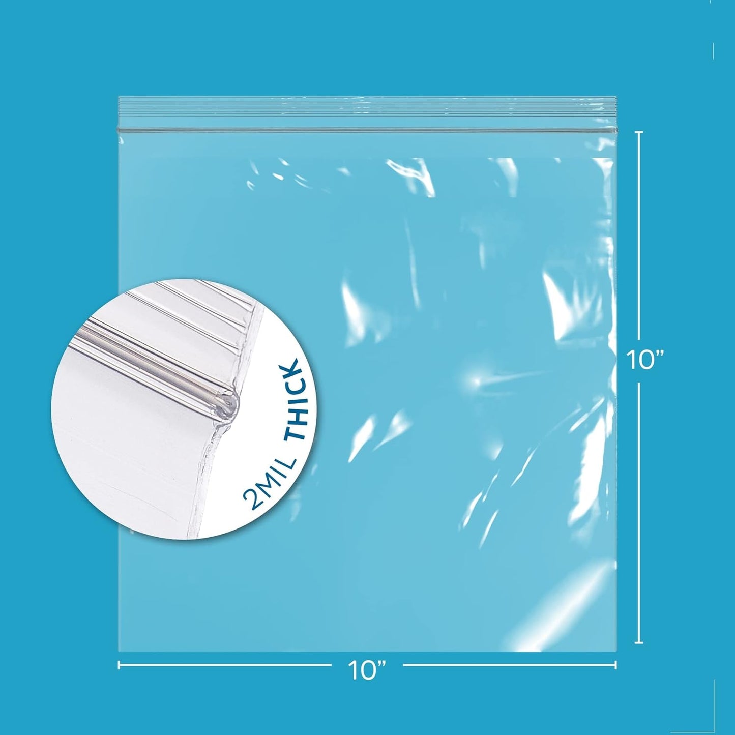GPI - 10" x 10", Case of 1000, Clear Plastic Reclosable Zip bags, Large, Bulk 2 mil Thick Strong & Durable Poly Baggies With Resealable Zip Top Lock For Travel, Storage, Packaging & Shipping.