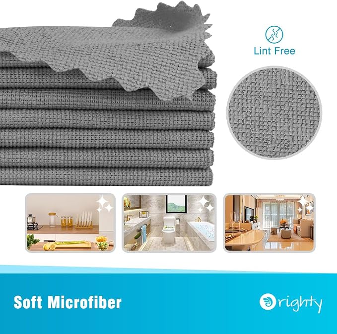 Orighty Microfiber Cleaning Cloth, 800 Pack Highly Absorbent Cleaning Rags, Household Cleaning Supplies, Reusable Microfiber Towels Lint Free Cloths for House, Kitchen, Car Care, 12x11 inch, Grey - Image 2