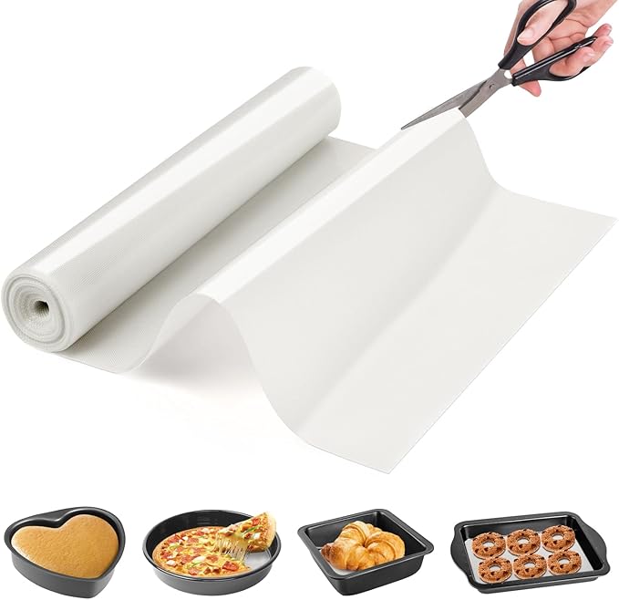 Silicone Baking Mat Roll Cut to Size- Food Grade Macaron Bread Pizza Mat- Reusable Silicone Mat for Baking, Washable Oil-Proof Refrigerator Liners Air Fryer, Craft Mat, Silicone Work Mat by GoldeerkitchenBakingAccessoriesTools