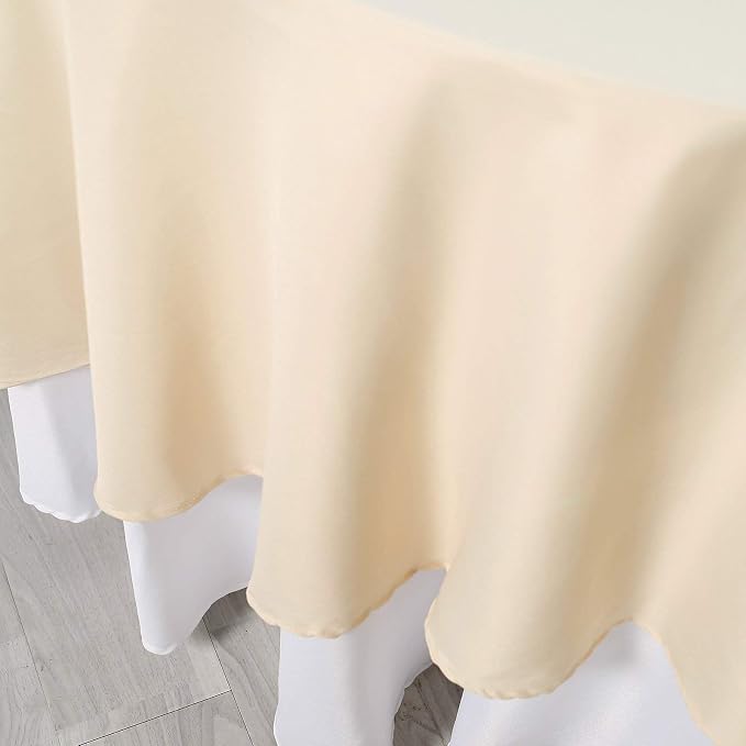 Balsa Circle 10 pcs 108 inch Beige Round Washable Polyester Easy-Care Tablecloth for Indoor and Outdoor Bridal Shower Wedding Table Buffet Table Parties Events Kitchen Dining - Image 6