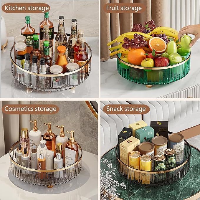Clear Lazy Susan Pantry Organizer and Storage,Rotating Storage Rack for Kitchen,Plastic 11" Turntable Organizer for Cabinet,Countertop,Dining Table,Vanity,Condiment,Spice,Food.Round Spinning Tray - Image 6
