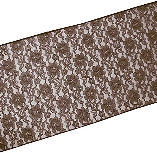 Zen Creative Designs 10 Pack Floral Lace Table Runner Sheer Lace Event Party Wedding Table Decor (12" by 144", Brown) - Image 2