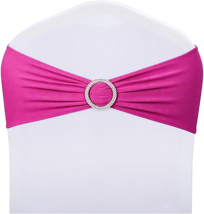 LEBENGURU Fuchsia Stretch Chair Sashes 50pcs with Buckle Slider by LEBENGURU