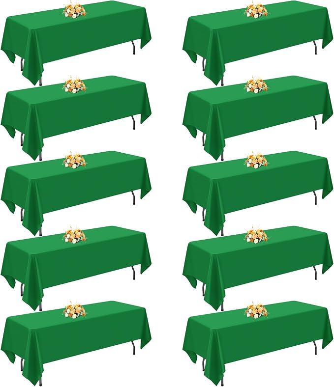 10 Pack Green Tablecloths for Rectangle Tables, 60 x 126 Inch by FXKS