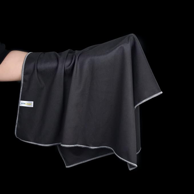 SINLAND Microfiber Glass Polishing Cloths Cleaning Rag 20x25In 4Pack Black - Image 4
