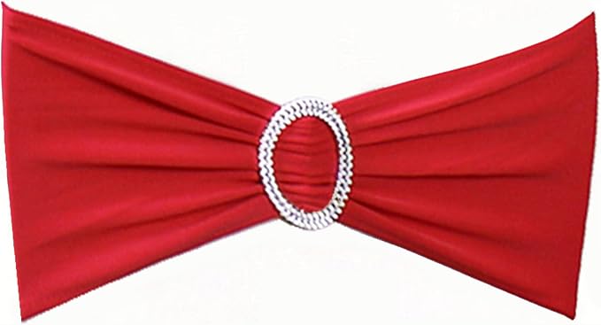 Wedding Red Chair Sashes 100 Pack Spandex Chair Bows Bands with Buckles for Party Birthday Bridal Shower Engagement Banquets Anniversary Christmas Outdoor Events Decorations (Red) - Image 9