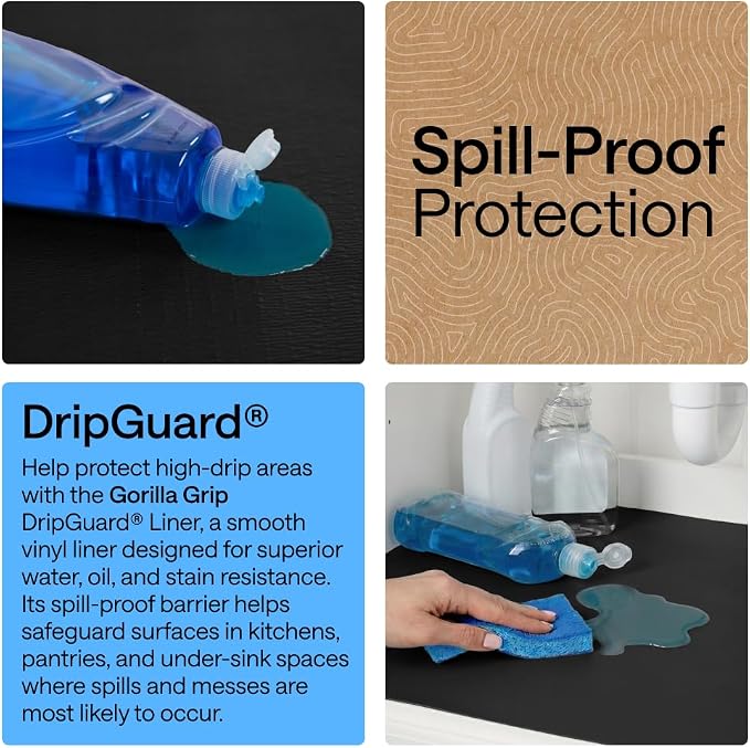 GORILLA GRIP Shelf Liner, Kitchen Drawer Protector, 20x240 Black - Image 3