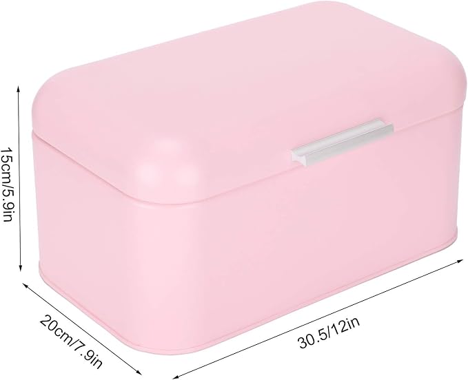 Pink Metal Bread Box, Large Kitchen Counter Storage Container with Lid - Image 3
