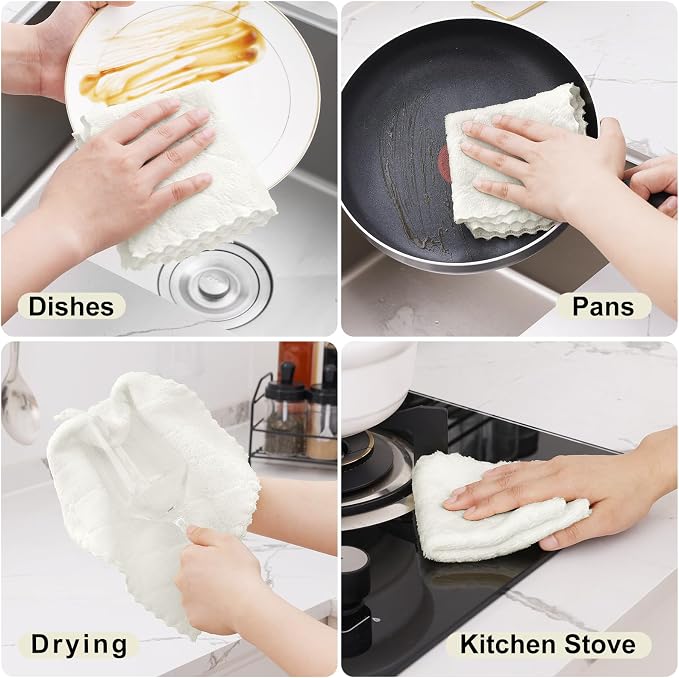 Homaxy 24 Pack Super Soft & Absorbent Dish Cloths, 10" x 10", White - Image 4