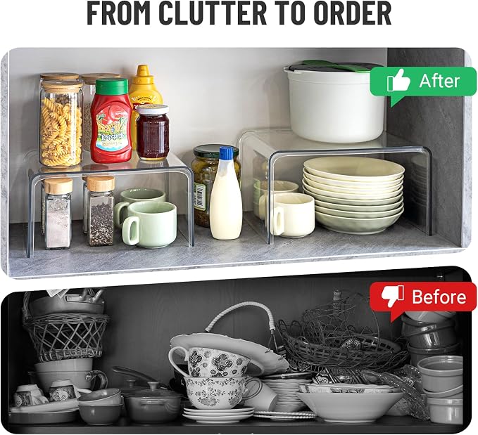 Bobomoment Clear Cabinet Organizer, Stackable Shelf Organizer Set of 4 - Image 4