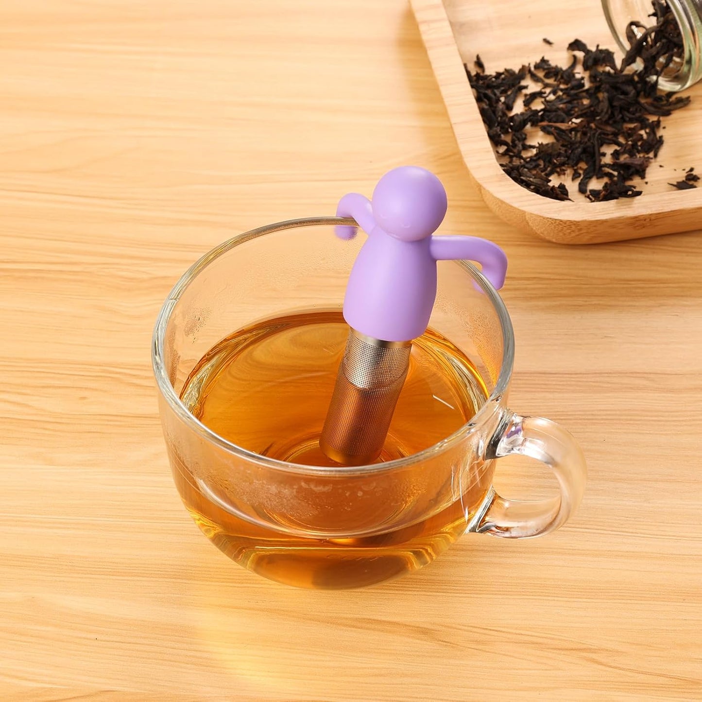 Leden Loose Leaf Tea Steeper Cute Tea Infuser for Girl Kids Extra Fine Mesh Tea Ball Stainless Steel Tea Filter for Cup Mug Pot Purple