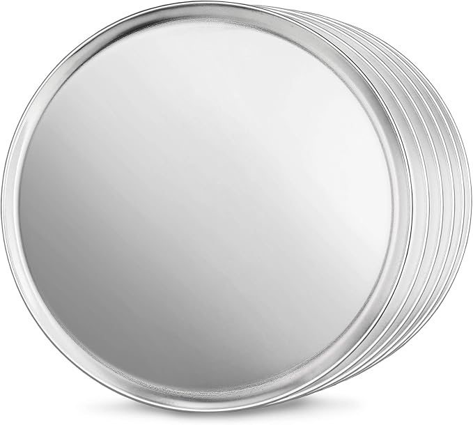New Star Foodservice 51025 Restaurant-Grade Aluminum Pizza Pan, Baking Tray, Coupe Style, 12-Inch, Pack of 6 by NewStarFoodservice