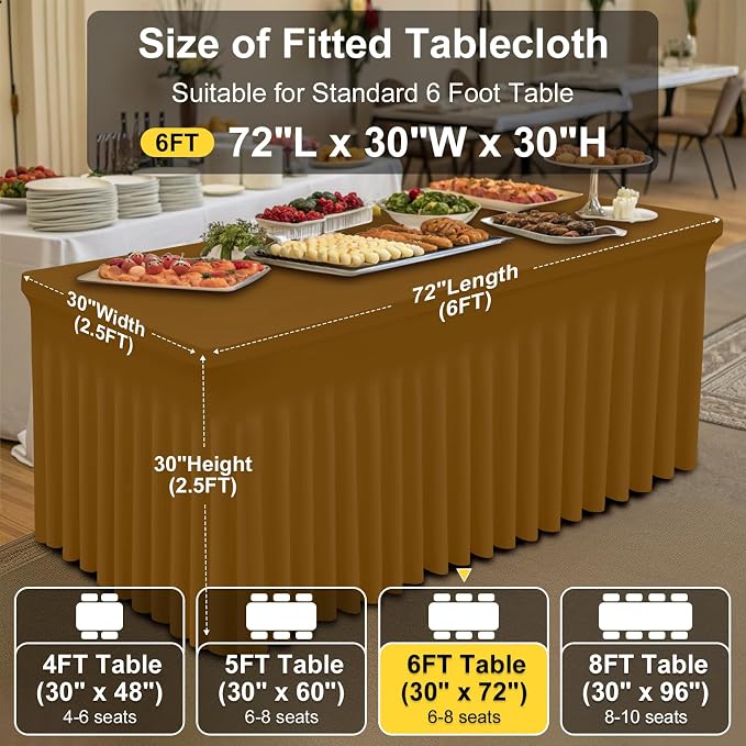 Smiry 2 Pack Spandex Elastic Fitted Table Cloth Skirt for 6FT Table - Image 5