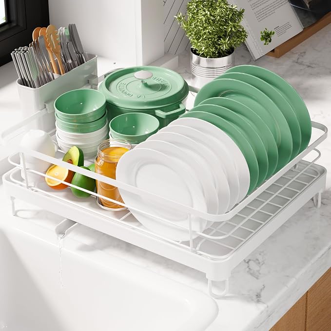 Kitsure Dish Drying Rack for Kitchen Counter, 12.7''W x 16.7''L, White by Kitsure