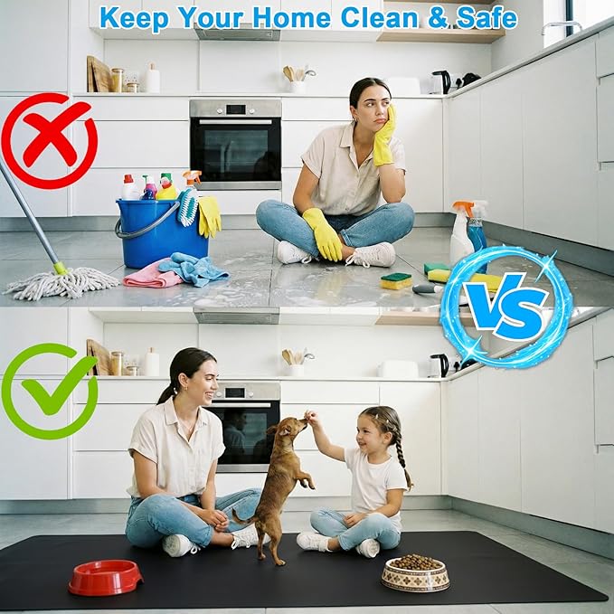 Extra Large Silicone Mats for Kitchen Counter, Heat Resistant Mat, Nonslip Kitchen Countertop Protector Mat, Cuttable Counter Protector Mats for Island Workbench(47.3''x23.6''Black) - Image 5