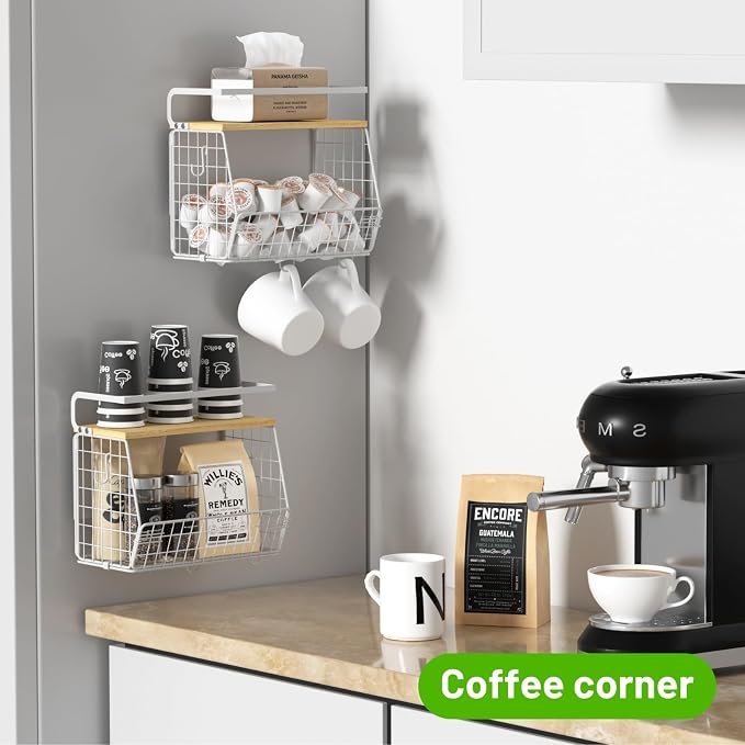 Ofiray-home Magnetic Shelf for Fridge with Wood Lid, Fruit Potato and Onion Storage Bins, Pantry Organizers & Storage, Large Container Magnetic Spice Rack for Refrigerator, Kitchen Counter (White, 2) - Image 3