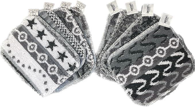 Skoy Scrub, 8-Pack Reusable, Non-Scratching Dish Scrubber for Kitchen and Household Cleaning, Planet-Friendly, Dishwasher Safe Soft Scrub, Monochromatic Colors by Skoy