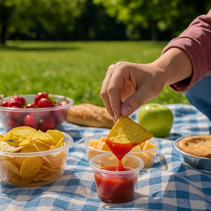 Macarrie 2000 Pcs 1 Oz Cups with Lids Portion Sauce Plastic,Clear,1 Oz - Image 5