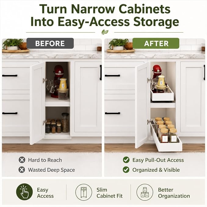Fokyfok 2PC Pull Out Cabinet Organizer,Expandable,No Drill,Heavy Duty - Image 4