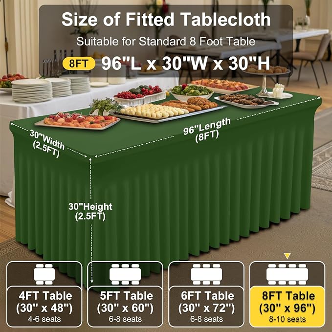 Smiry Spandex Elastic Fitted Table Cloth Skirt for 8FT Rectangle Table - Image 6