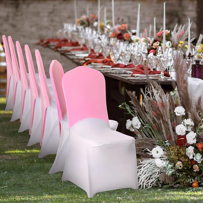 Mindsoft 20 Pcs Chair Cap Covers Spandex Chair Hood Sash Hat Bands Folding Stretch Elastic Cover for Wedding Holidays Banquet Party Celebration (Light Pink) - Image 4