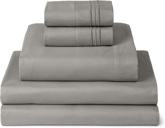 Mellanni Split King Sheets Set - 5 PC Iconic Collection Bedding - Hotel Luxury, Extra Soft, Cooling Bed Sheets - Wrinkle, Fade, Stain Resistant (Split King, Taupe)