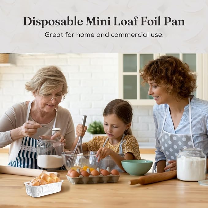 KitchenDance Disposable 1 Lb Mini Loaf Pan with Clear Lid - 15 Ounces Aluminum Foil Mini Loaf Baking Pan with High Dome Lid, Aluminum Foil Pans for Baking, Cooking, and Storing 25 count - Image 4