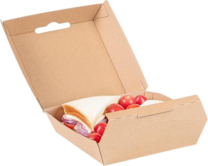 Restaurantware Square Kraft Paper Corrugated Clamshell Container, 100 Pack - Image 8