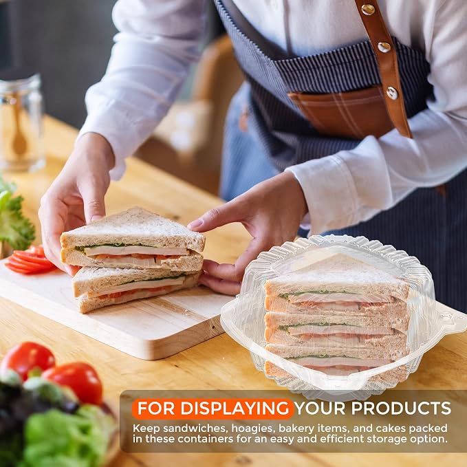 500Pcs 5.75‘’Clear Hinged Plastic Containers,Clear Plastic Take out Containers,Square Hinged Food Container,Disposable Clamshell Dessert Container,Clamshell Take Out Containers for Dessert (500) - Image 6