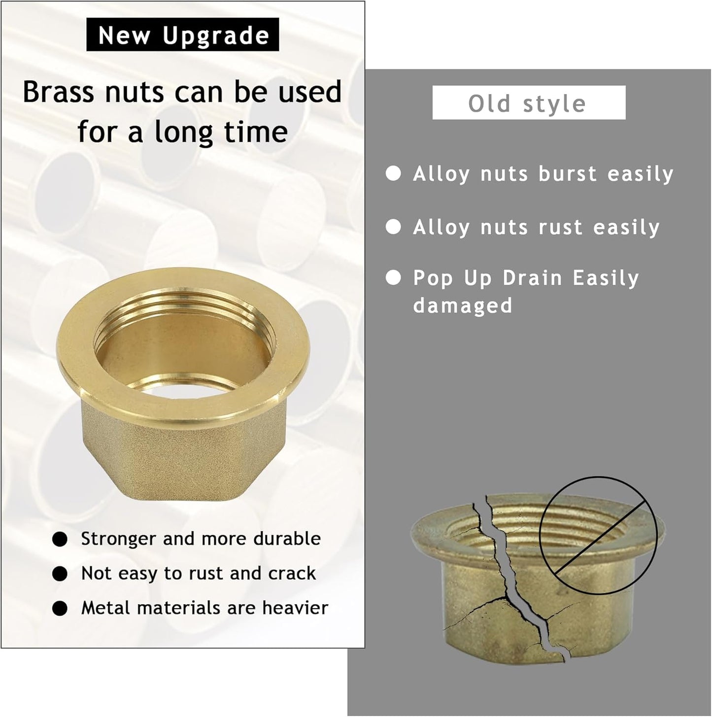 Bathroom Sink Drain,2 Pack Gold Stainless Steel Bathroom Drain Stopper with Overflow,Small Cap Pop Up Drain Assembly with Detachable Strainer Basket,Built-in Anti-Clogging