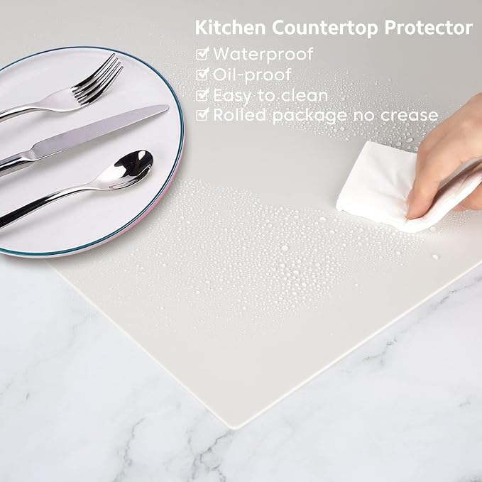 Silicone Mats for Kitchen Counter, Nonslip Silicone Mats for Crafts Countertop Protector Heat Resistant Mat (78.7” x 15.7”, Beige) - Image 3