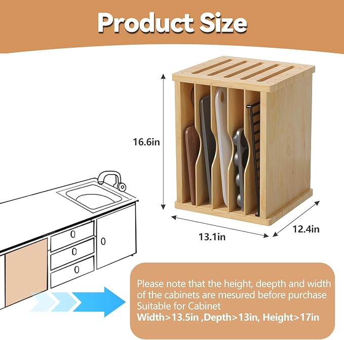 tonchean 6 Tier Wooden Tray Dividers for Cabinets - Image 3