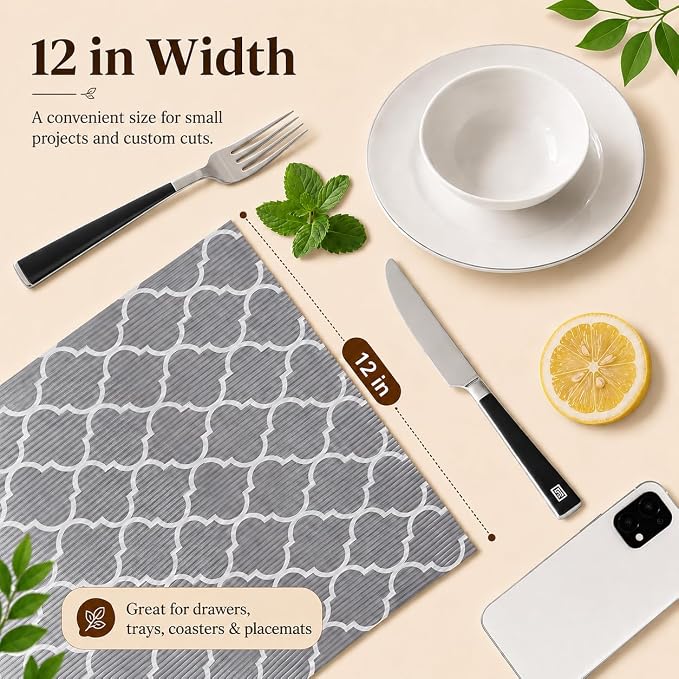 Glotoch Drawer Liner and Shelf Liner, 12" W x 60" L, Non Adhesive, Gray - Image 2
