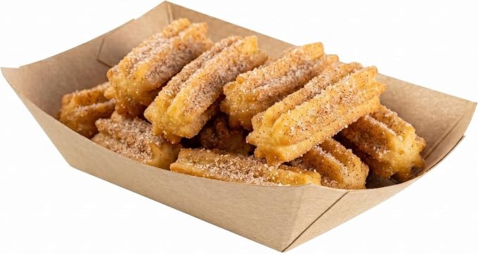 Restaurantware-Bio Tek 4 Ounce Paper Boats, 50 Disposable #25 Food Trays - PE Lining, Durable, Kraft Paper Food Baskets, For Concession Stands, Picnics, or Fairs, Stackable - Image 6