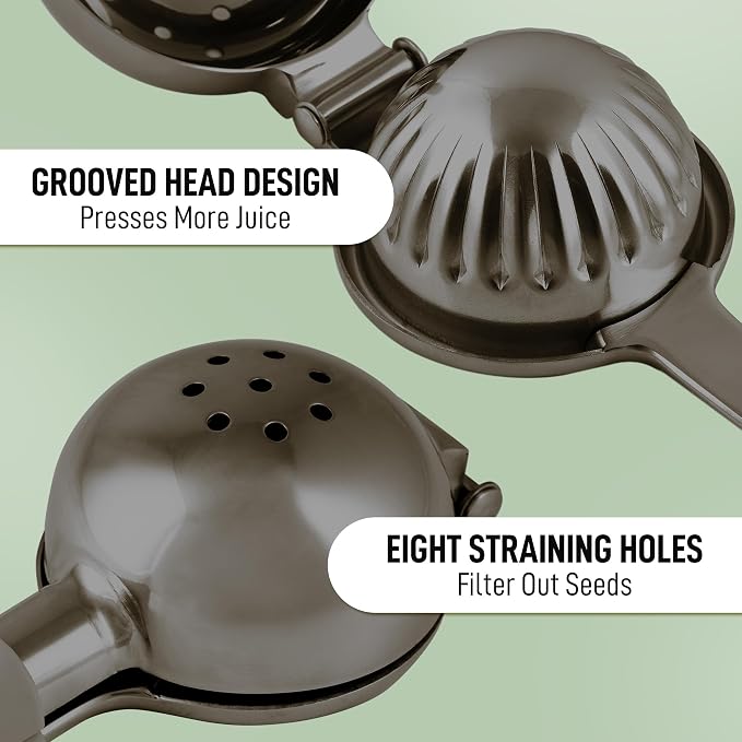 Zulay Kitchen Extra Large Lemon Squeezer Stainless Steel - Easy Squeeze Heavy Duty Lemon Juicer Hand Press - Ergonomic Citrus Squeezer & Fruit Juicer for Small Oranges, Lemons, & Limes - Black - Image 6
