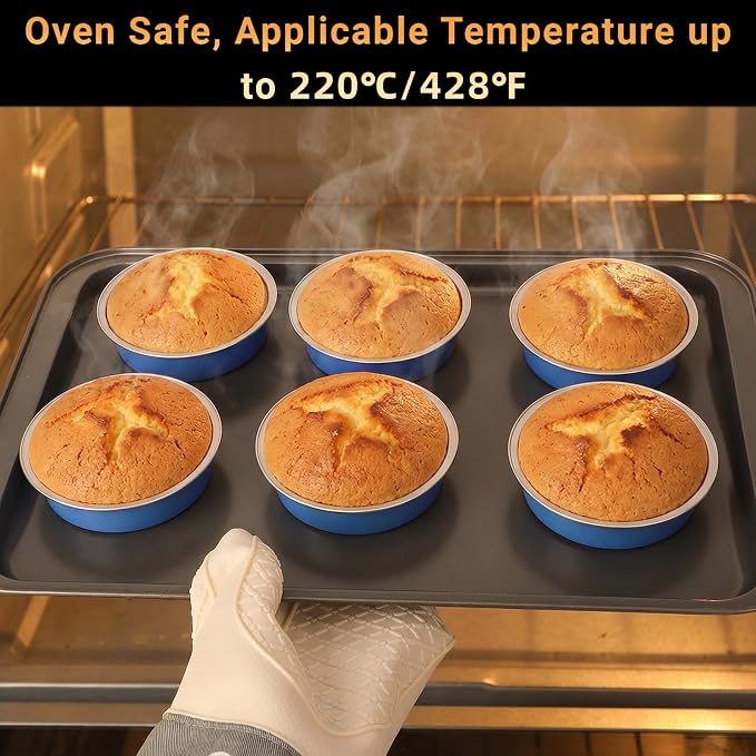 Beasea Mini Tart Pans with Lids 20 Pack, 4" 7.3oz Disposable Aluminum Foil Baking Tins Cups Round Pie Container for Individual Cupcake Dessert Muffin Cheesecake Quiche - Moon Blue - Image 5