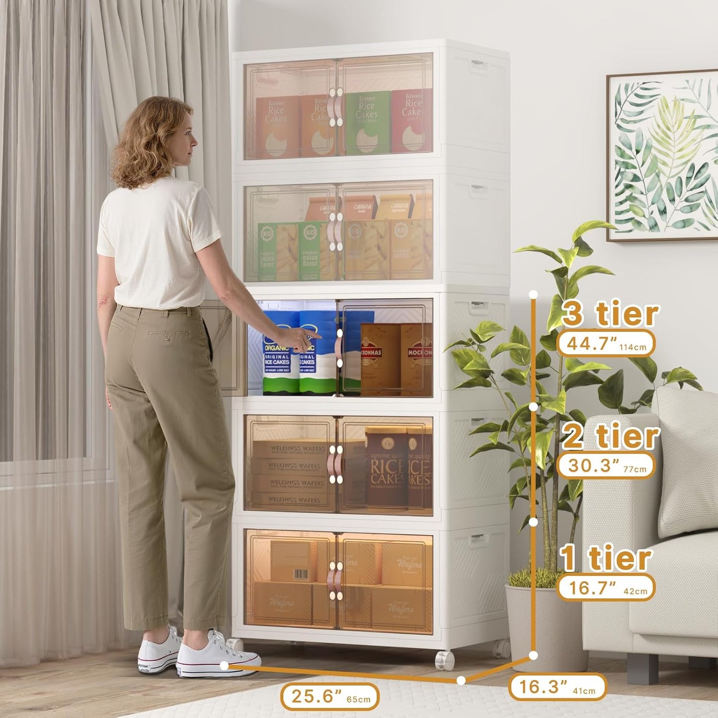 Extra Large Stackable Storage Bins with Lids and Wheels, Foldable Collapsible Closet Organizers,720QT-120QT/30GAL*6Pack Plastic Stackable Storage drawers for Bedroom Dorm