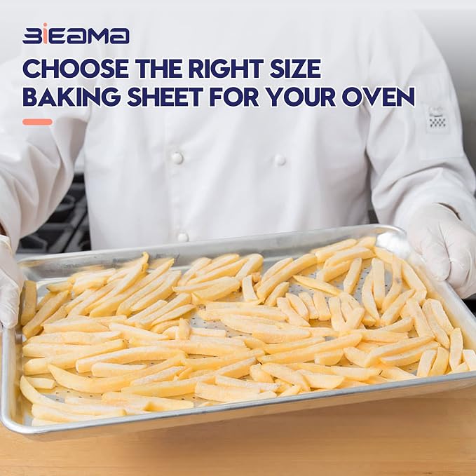 BIEAMA 6 Pack Perforated Half Size 18" x 13" Baking Sheet Pan | Aluminum Commercial Bakery Equipment Cookie Sheets, NSF Approved Baking Tray - Image 8