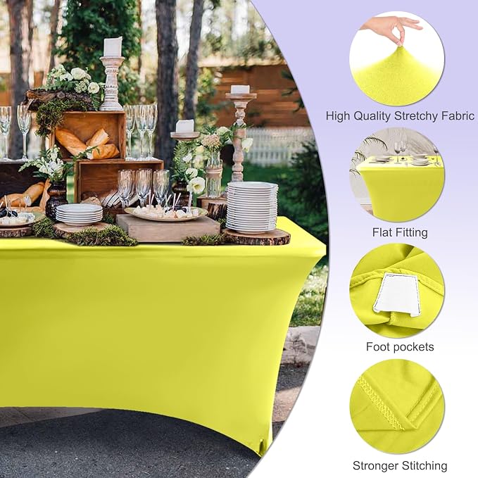 ABCCANOPY 6FT Spandex Table Cover, Stretch Fitted Tablecloth, Yellow - Image 2