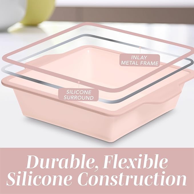 COOK WITH COLOR 17 Pc. Silicone Baking Pan Set - Non-Stick & Easy Clean Silicone Muffin Pans for Baking with Sturdy Metal Frame for Stability, Flexible Cake Molds, Includes Measuring Cups and Spoons - Image 7