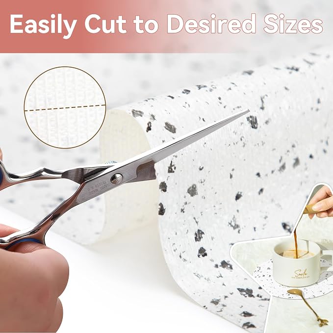 Shelf and Drawer Liner 18 Inch x 8Feet Trimmable Terrazzo Speckled White - Image 4