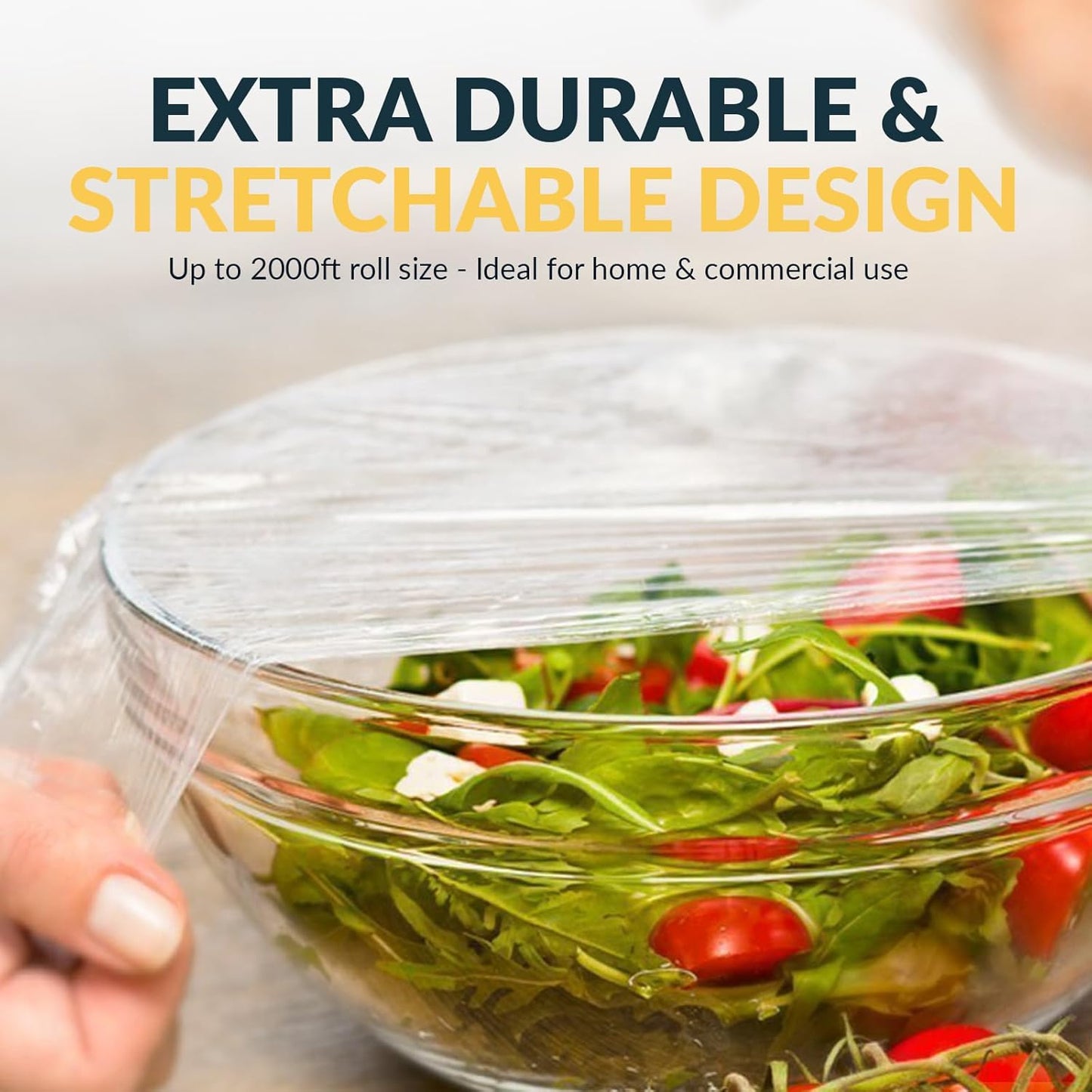 PAMI 24"X2000ft Clear Plastic Cling Wrap for Food, Bulk Commercial Food Wrap with Dispenser, Bpa-Free, Microwave & Freezer Safe