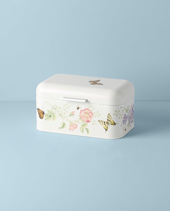 Lenox Butterfly Meadow Steel Bread Box | steel, wipe clean | floral design | countertop bread box for kitchen storage, gift for women, kitchen storage item - Image 3