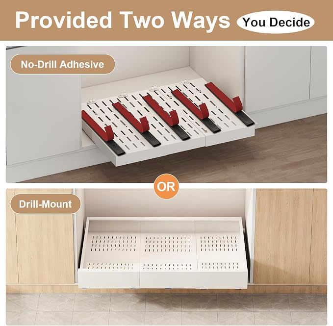 Fokyfok Pull Out Cabinet Organizer,23"-31"W,17"-24"D,Expandable,Adhesive - Image 6