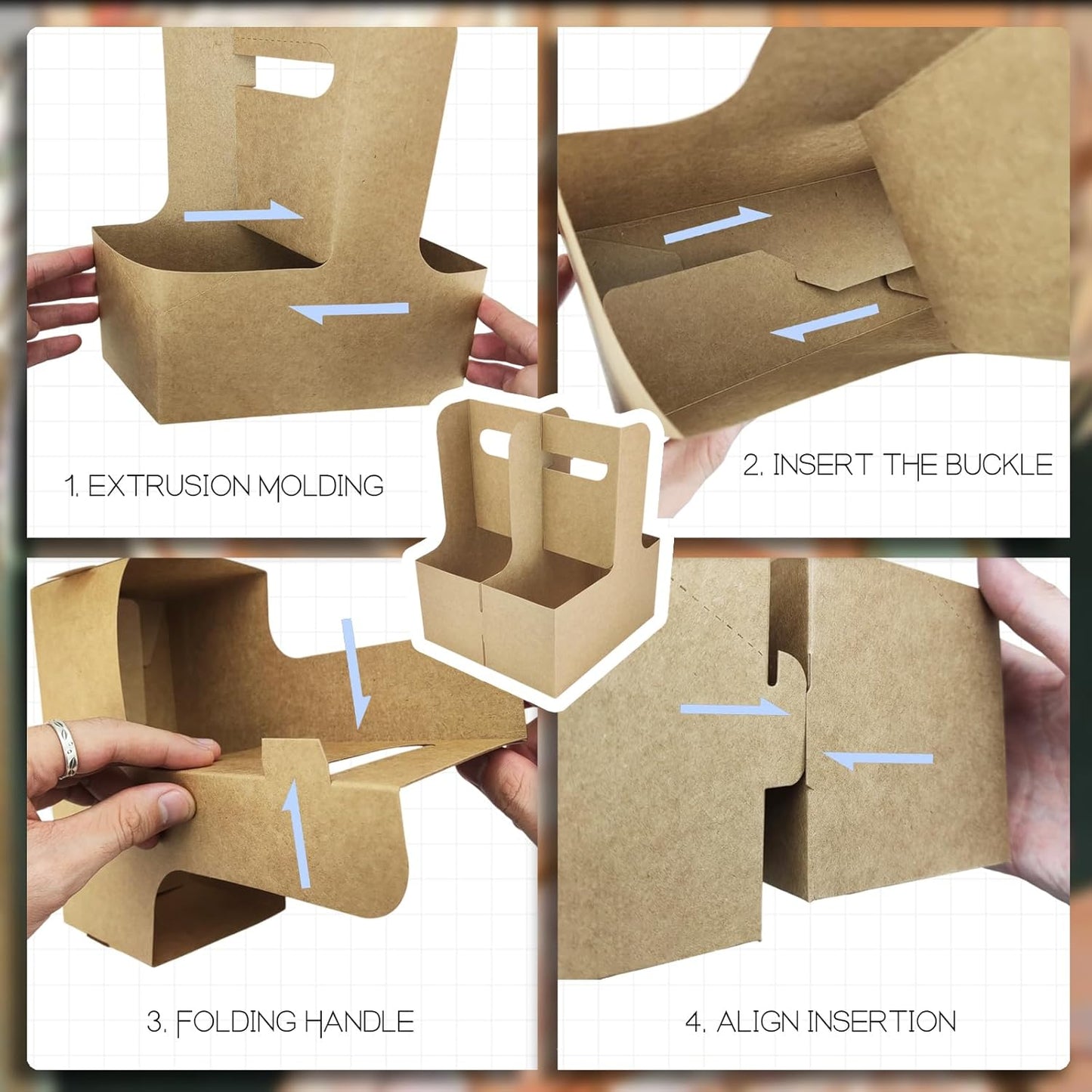 2 Cup Disposable Drink Carrier for Delivery with Handle,15 Count Kraft Paperboard Cup Holder,Cup Carriers for Hot or Cold Drinks,Coffee Carrier, Food Delivery,Take Out Cup Carriers (Brown)