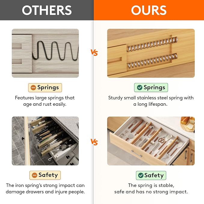 Lifewit 2.4" Kitchen Drawer Dividers, Adjustable Bamboo Drawer Organizers - Image 4