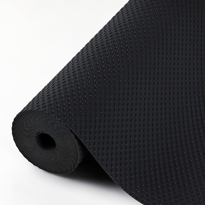 Hersvin Shelf Liners, 24 in x 20 ft Kitchen Drawer Mats, Non-Adhesive EVA Cupboard Protector, Cabinet Lining (Black Dot) by Hersvin