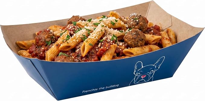Restaurantware-Bio Tek 1 Pound Food Trays, 50 Disposable Paper Food Trays - Heavy-Duty, Greaseproof, Frenchie Paper Food Boats, For Snacks, Appetizers, Or Treats, Use At Parties Or Carnivals by Restaurantware