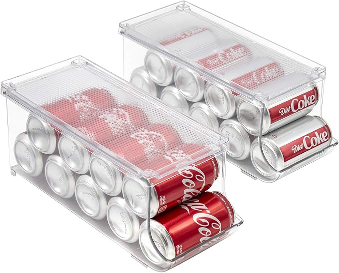 Sorbus Soda Can Organizer for Fridge & Freezer, Stackable with Lid (4 Pack) | BPA-free construction keeps drinks arranged and visible, with easy dispenser access for chilled storage and restocking. - Image 7
