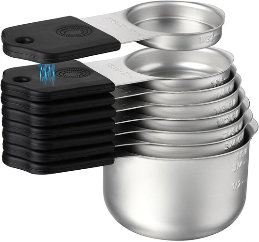 Magnetic Measuring Cups SetStainless Steel Stackable Nesting Measuring Cup | for Measuring Dry and Liquid Ingredients Set of 8 by YAMOLIN